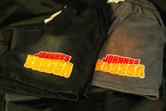 Sun Fade Raw Edge Cotton Shorts